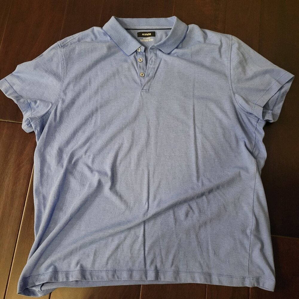 ALFANI Men’s Shorts Sleeve Polo Size L 60% Cotton 40% Polyester Light Blue